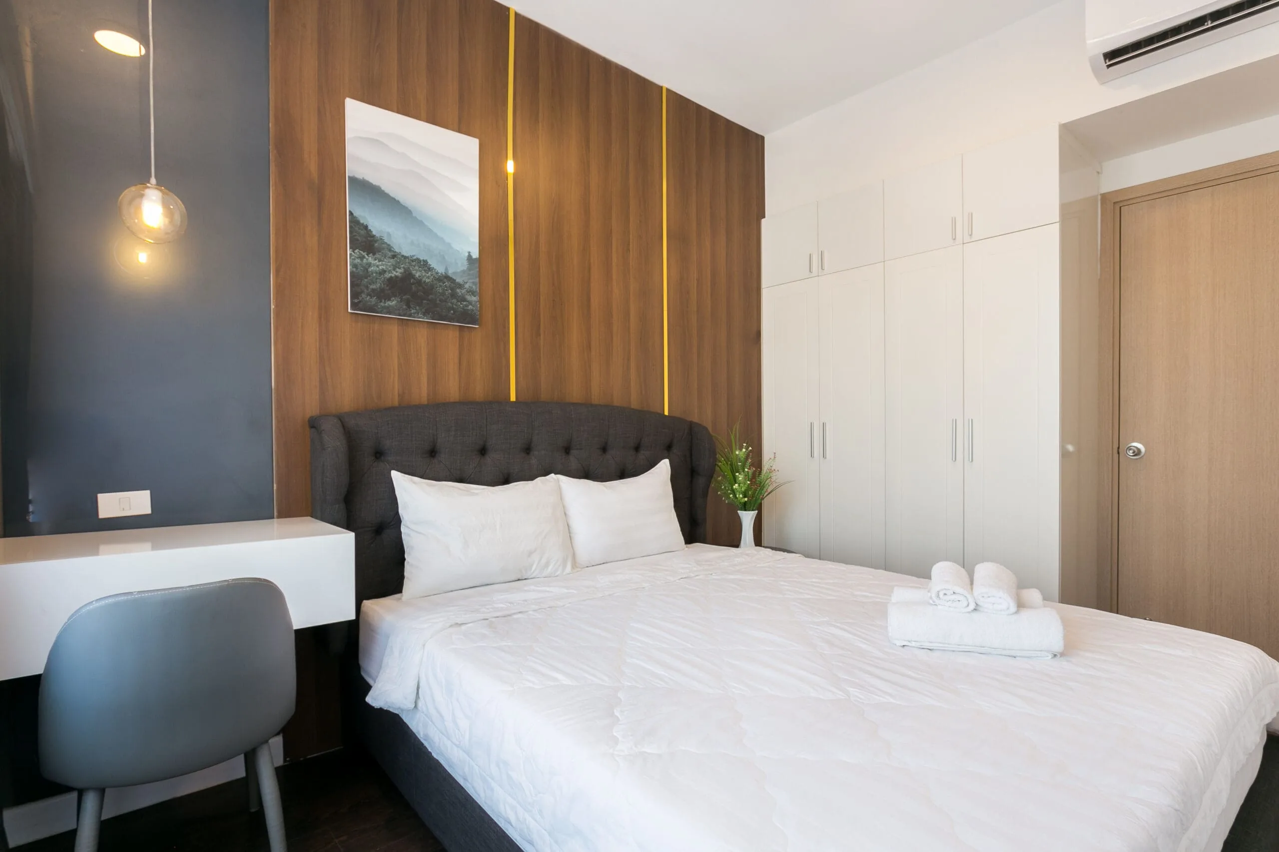 Master bedroom interior in Two-Bedroom Apartment at RiverGate Residence