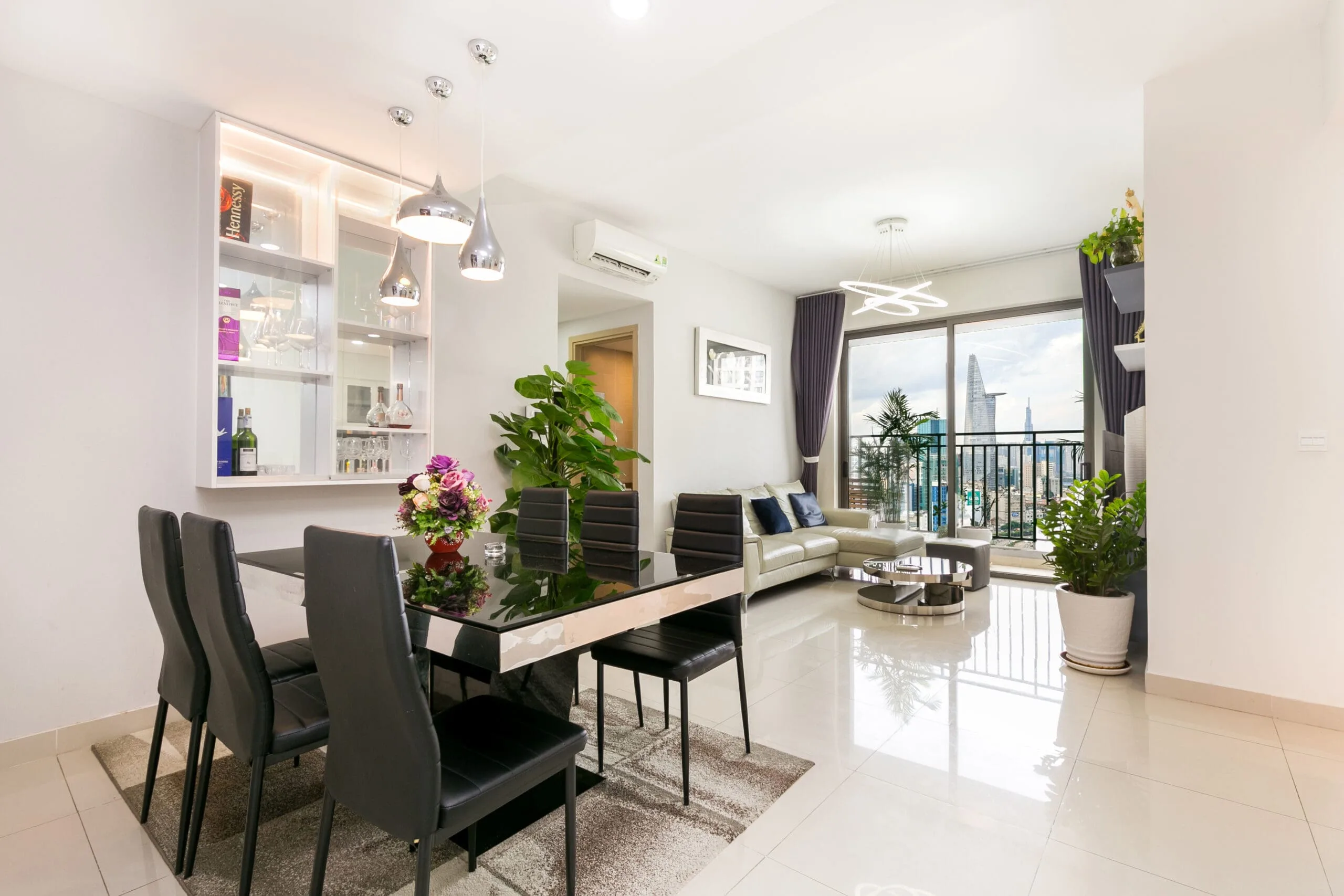 Living room of Three-Bedroom Apartment at RiverGate Residence Ho Chi Minh City