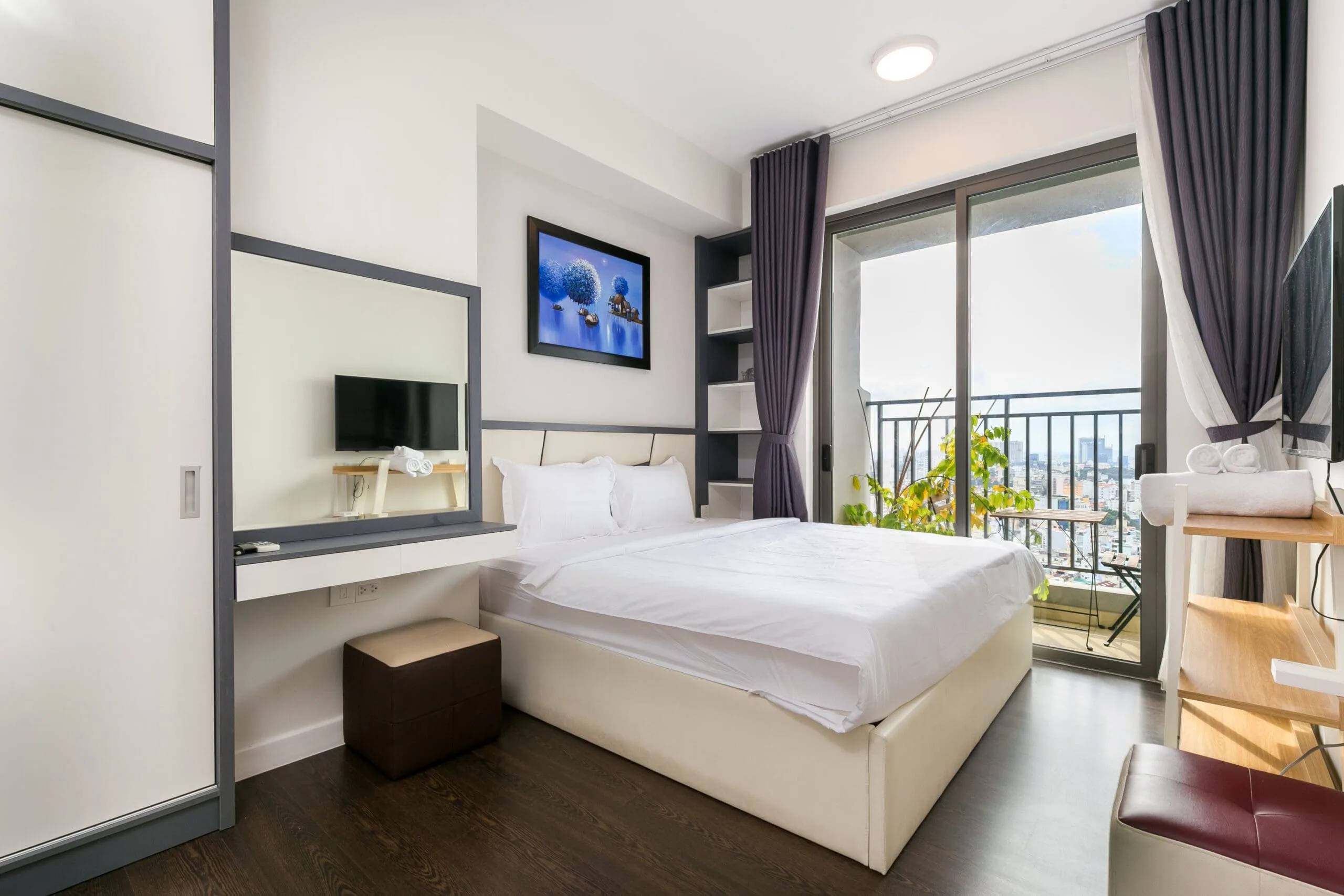 Bedroom with Bitexco view in Three-Bedroom Apartment at RiverGate Residence