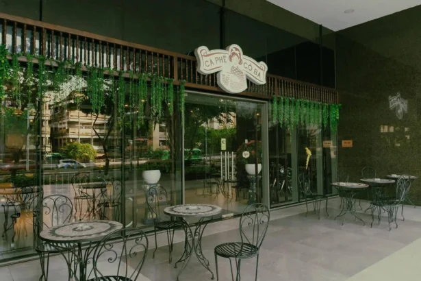 Co Ba Café outdoor seating area at RiverGate Residence