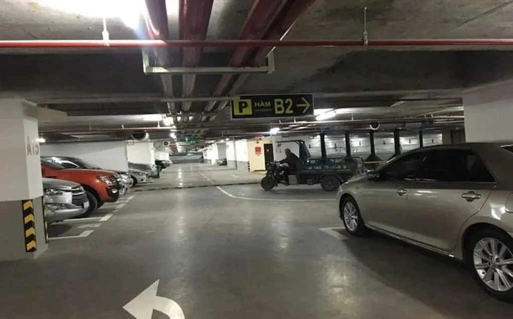 Basement B2 car parking area at RiverGate Residence, District 4 – parking guide for residents and guests
