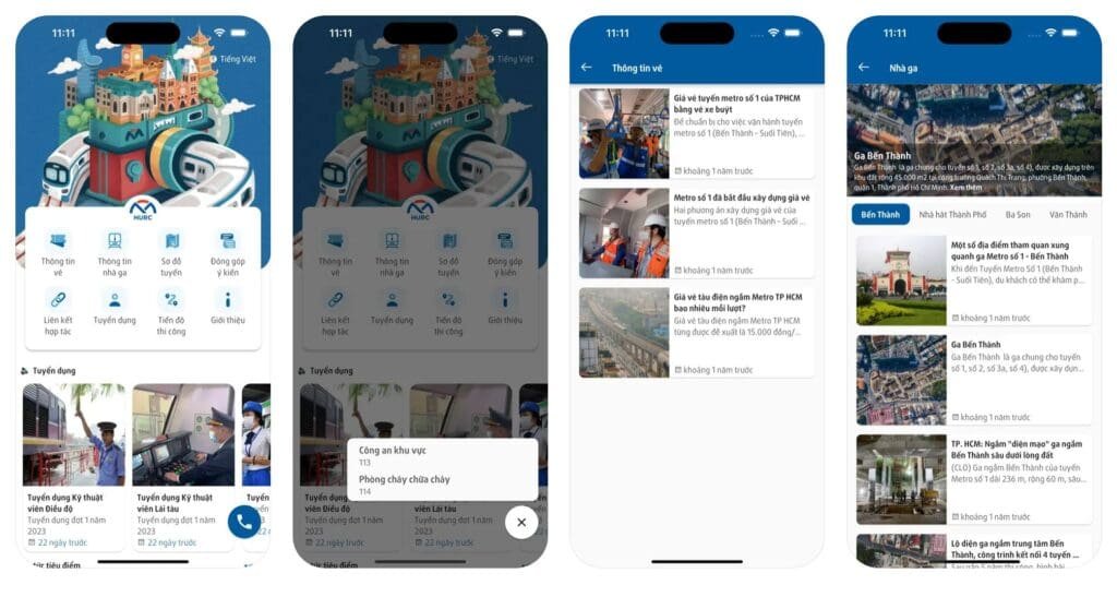 ứng dụng HCMC Metro HURC trên apple store và google play