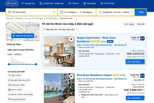 Hướng dẫn đặt/thuê căn hộ Rivergate residence theo ngày trên booking.com